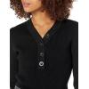 Cable Stitch Women’s Ribbed V-Neck Henley Sweater – Long Sleeve Pullover Basic Layering Top(Black)