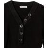 Cable Stitch Women’s Ribbed V-Neck Henley Sweater – Long Sleeve Pullover Basic Layering Top(Black)