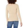 Cable Stitch Women’s Ribbed V-Neck Henley Sweater – Long Sleeve Pullover Basic Layering Top(Sand)