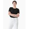 Cable Stitch Women’s Ripple Stitch Short Sleeve Sweater – Crewneck Pointelle Knit Cotton Pullover Top(Black)