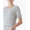 Cable Stitch Women’s Ripple Stitch Short Sleeve Sweater – Crewneck Pointelle Knit Cotton Pullover Top(Light Heather Grey)
