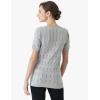 Cable Stitch Women’s Ripple Stitch Short Sleeve Sweater – Crewneck Pointelle Knit Cotton Pullover Top(Light Heather Grey)