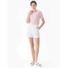 Cable Stitch Women’s Ripple Stitch Short Sleeve Sweater – Crewneck Pointelle Knit Cotton Pullover Top(Light Pink)