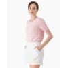 Cable Stitch Women’s Ripple Stitch Short Sleeve Sweater – Crewneck Pointelle Knit Cotton Pullover Top(Light Pink)