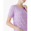 Cable Stitch Women’s Ripple Stitch Short Sleeve Sweater – Crewneck Pointelle Knit Cotton Pullover Top(Lilac)