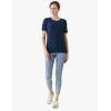 Cable Stitch Women’s Ripple Stitch Short Sleeve Sweater – Crewneck Pointelle Knit Cotton Pullover Top(Navy)