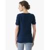 Cable Stitch Women’s Ripple Stitch Short Sleeve Sweater – Crewneck Pointelle Knit Cotton Pullover Top(Navy)
