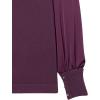 Cable Stitch Women’s Satin-Sleeve Sweater Top – Mock Neck Contrast Long Sleeve Pullover Top(Aubergine)