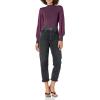 Cable Stitch Women’s Satin-Sleeve Sweater Top – Mock Neck Contrast Long Sleeve Pullover Top(Aubergine)