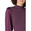 Cable Stitch Women’s Satin-Sleeve Sweater Top – Mock Neck Contrast Long Sleeve Pullover Top(Aubergine)