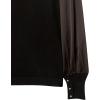 Cable Stitch Women’s Satin-Sleeve Sweater Top – Mock Neck Contrast Long Sleeve Pullover Top(Black)