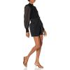 Cable Stitch Women’s Satin-Sleeve Sweater Top – Mock Neck Contrast Long Sleeve Pullover Top(Black)