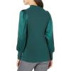 Cable Stitch Women’s Satin-Sleeve Sweater Top – Mock Neck Contrast Long Sleeve Pullover Top(Emerald Green)