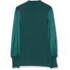 Cable Stitch Women’s Satin-Sleeve Sweater Top – Mock Neck Contrast Long Sleeve Pullover Top(Emerald Green)