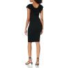Cable Stitch Women’s Sleeveless V-Neck Ruffle Dress – Bodycon Fitted Solid Color Cocktail Sweater Knit Dress(Black)
