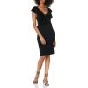 Cable Stitch Women’s Sleeveless V-Neck Ruffle Dress – Bodycon Fitted Solid Color Cocktail Sweater Knit Dress(Black)