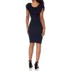 Cable Stitch Women’s Sleeveless V-Neck Ruffle Dress – Bodycon Fitted Solid Color Cocktail Sweater Knit Dress(Navy)