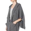 Cable Stitch Women’s Soft Hooded Cape Poncho – Open Front Oversized Wrap Shawl Pullover Sweater with Pockets(Marled Grey)