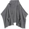 Cable Stitch Women’s Soft Hooded Cape Poncho – Open Front Oversized Wrap Shawl Pullover Sweater with Pockets(Marled Grey)