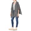 Cable Stitch Women’s Soft Hooded Cape Poncho – Open Front Oversized Wrap Shawl Pullover Sweater with Pockets(Marled Grey)