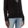 Cable Stitch Women’s Soft Relaxed Fit Boucle Sweater Cardigan – V-Neck Long Sleeve Button Front Sweater Coatigan with Pockets(Black)