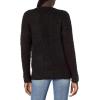 Cable Stitch Women’s Soft Relaxed Fit Boucle Sweater Cardigan – V-Neck Long Sleeve Button Front Sweater Coatigan with Pockets(Black)