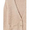Cable Stitch Women’s Soft Relaxed Fit Boucle Sweater Cardigan – V-Neck Long Sleeve Button Front Sweater Coatigan with Pockets(Camel)