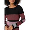 Cable Stitch Women’s Stripe Ribbed Dress – Crewneck Long Sleeve Colorblock Bodycon Fitted Midi Sweater Dress(Multi)