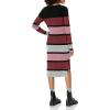 Cable Stitch Women’s Stripe Ribbed Dress – Crewneck Long Sleeve Colorblock Bodycon Fitted Midi Sweater Dress(Multi)