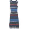 Cable Stitch Women’s Stripe Ribbed Tank Dress – Crewneck Sleeveless Colorblock Bodycon Fitted Summer Midi Sweater Dress(Multi-denim)
