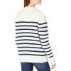 Cable Stitch Women’s Striped Mock Neck Cozy Sweater – Soft Long Sleeve Sailor Nautical Style Pullover Knit Top(Ivory)