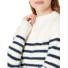Cable Stitch Women’s Striped Mock Neck Cozy Sweater – Soft Long Sleeve Sailor Nautical Style Pullover Knit Top(Ivory)