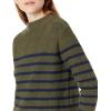 Cable Stitch Women’s Striped Mock Neck Cozy Sweater – Soft Long Sleeve Sailor Nautical Style Pullover Knit Top(Olive)