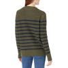 Cable Stitch Women’s Striped Mock Neck Cozy Sweater – Soft Long Sleeve Sailor Nautical Style Pullover Knit Top(Olive)