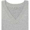 Cable Stitch Women’s Textured Back Cotton Sweater – Long Lantern Sleeve V-Neck Solid Color Pullover Knit Top(Light Heather Grey)