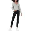 Cable Stitch Women’s Textured Back Cotton Sweater – Long Lantern Sleeve V-Neck Solid Color Pullover Knit Top(Light Heather Grey)