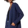 Cable Stitch Women’s Textured Tunic Cardigan – Open Front Long Sleeve Knit Cover-up Sweater with Pockets(Navy)