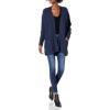 Cable Stitch Women’s Textured Tunic Cardigan – Open Front Long Sleeve Knit Cover-up Sweater with Pockets(Navy)