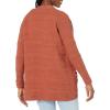 Cable Stitch Women’s Textured Tunic Cardigan – Open Front Long Sleeve Knit Cover-up Sweater with Pockets(Spice)
