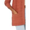 Cable Stitch Women’s Textured Tunic Cardigan – Open Front Long Sleeve Knit Cover-up Sweater with Pockets(Spice)