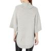 Cable Stitch Women’s Textured Turtleneck Tunic – Loose Fit Oversized 3/4 Sleeve Raglan Striped Pullover Poncho Cover-up Top(Heather Grey)
