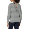 Cable Stitch Women’s Tie Back Sweater – Crewneck Long Sleeve Textured Striped Solid Color Pullover Knit Top(Heather Grey)