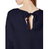 Cable Stitch Women’s Tie Back Sweater – Crewneck Long Sleeve Textured Striped Solid Color Pullover Knit Top(Navy)