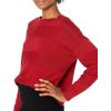 Cable Stitch Women’s Tie Back Sweater – Crewneck Long Sleeve Textured Striped Solid Color Pullover Knit Top(Rouge)