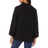 Cable Stitch Women’s Turtleneck Poncho Sweater – Loose Fit Oversized 3/4 Sleeve Tunic Pullover Cover-up Top(Black)