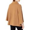 Cable Stitch Women’s Turtleneck Poncho Sweater – Loose Fit Oversized 3/4 Sleeve Tunic Pullover Cover-up Top(Camel)