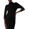 Cable Stitch Women’s Turtleneck Ribbed Sweater Dress – 3/4 Sleeve Tie Waist Bodycon Fitted Knit Dress(Black)