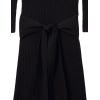 Cable Stitch Women’s Turtleneck Ribbed Sweater Dress – 3/4 Sleeve Tie Waist Bodycon Fitted Knit Dress(Black)