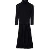 Cable Stitch Women’s Turtleneck Ribbed Sweater Dress – 3/4 Sleeve Tie Waist Bodycon Fitted Knit Dress(Black)