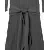 Cable Stitch Women’s Turtleneck Ribbed Sweater Dress – 3/4 Sleeve Tie Waist Bodycon Fitted Knit Dress(Charcoal)
